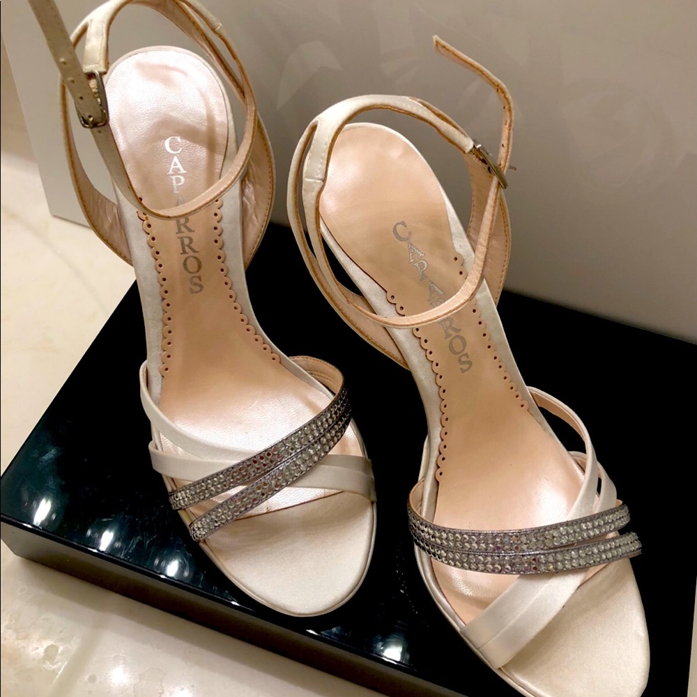 Caparros Xandra white satin sandal